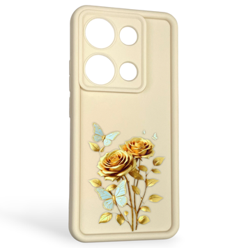 Чохол силіконовий Soft Touch з 3D принтом жіночим для Xiaomi Redmi Note 14S молочний (Повний захист камери) 0043139 фото