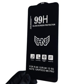 Захисне скло 6D OG 99H для телефона Xiaomi Redmi 12 4G протиударне повноекранне на сяомі редмі 12 чорне 0001490 фото