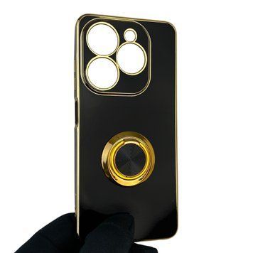 Чохол для TECNO Spark Go 2024 (BG6) з кільцем-підставкою із золотою окантовкою на техно спарк го 2024 чорний gs1 0020732 фото