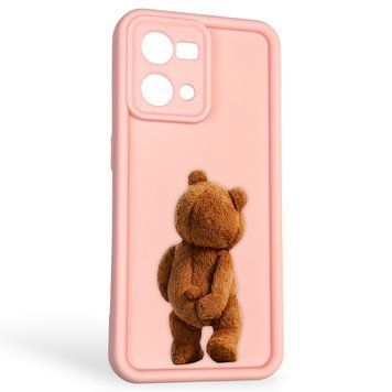 Чохол силіконовий оригінальний Soft Touch з 3D принтом кумедний тед ведмідик для Oppo Reno 7 рожевий (Повний захист камери) 0048488 фото