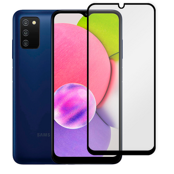Защитное стекло для телефона Samsung Galaxy A03 (SM-A035F) противоударное полноэкранное на самсунг а03 черное 0038681 фото