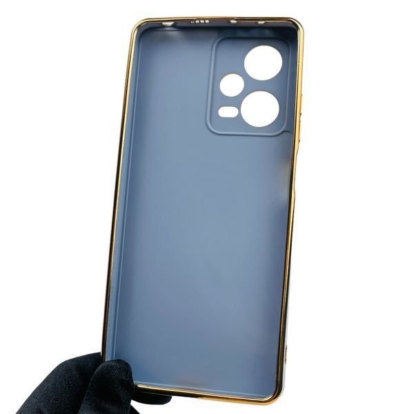 Чехол для Xiaomi Redmi Note 12 Pro 5G с золотой окантовкой с защитой камеры на сяоми редми нот 12 про 5г синий 0000050 фото