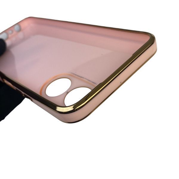 Чохол для OPPO A17 глянцевий із захистом камери із золотою окантовкою на оппо а17 пудровий gs1 0019553 фото