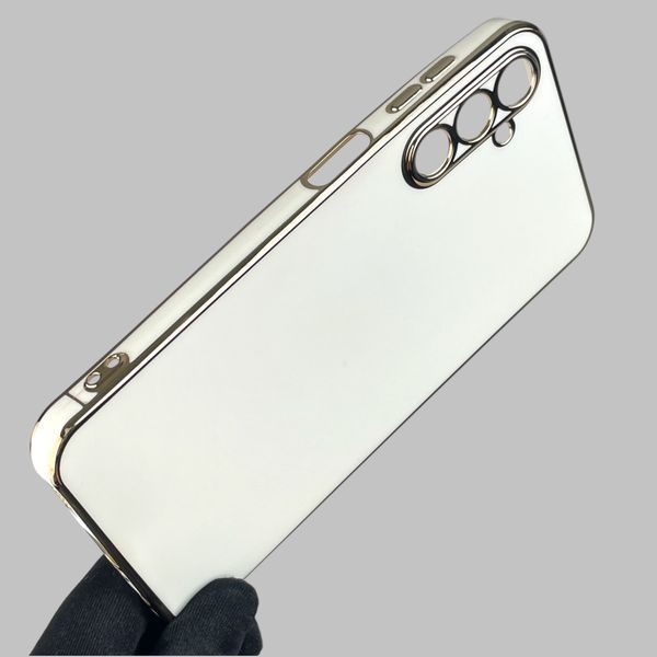 Чохол для Samsung Galaxy A24 (SM-A245F) із золотою окантовкою із захистом камери на самсунг а24 білий 0008276 фото