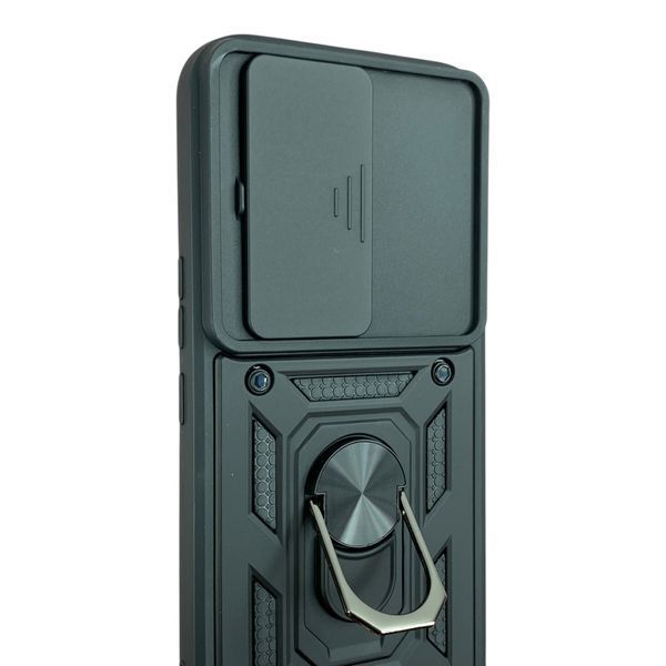 Чохол із шторкою камери для Tecno Camon 50 (CN5) чорний (армований, кільце-тримач) 0059859 фото