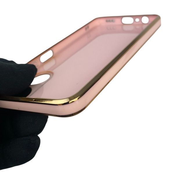 Чохол для OPPO A17 глянцевий із захистом камери із золотою окантовкою на оппо а17 пудровий gs1 0019553 фото