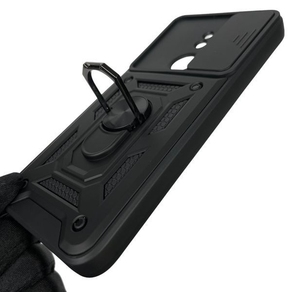Чохол для Nokia C21 TA-1352 броньований з кільцем зі шторкою на камеру на нокіа с21 чорний 0001772 фото