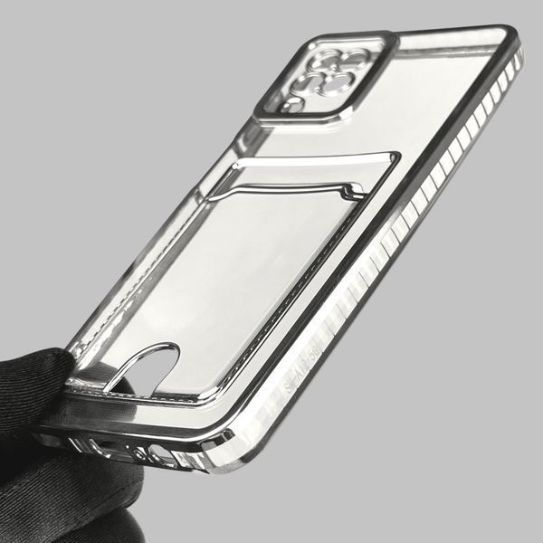 Чохол для Samsung Galaxy M12 (SM-M127F) зі срібною окантовкою з кишенькою для карток на самсунг м12 срібний 0013193 фото