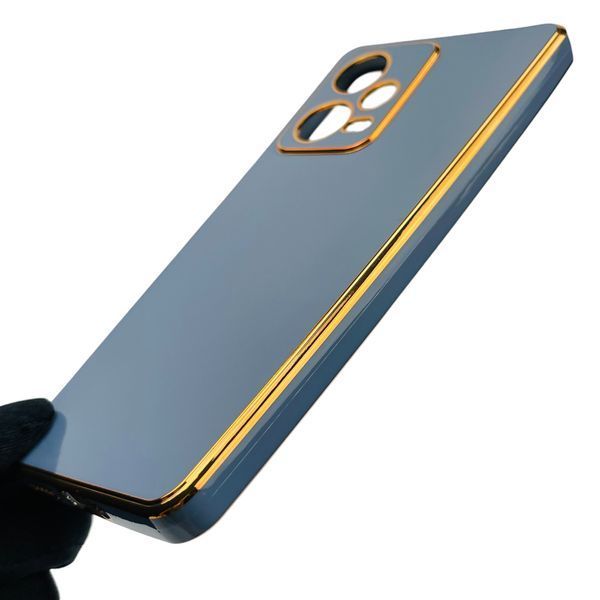 Чехол для Xiaomi Redmi Note 12 Pro 5G с золотой окантовкой с защитой камеры на сяоми редми нот 12 про 5г синий 0000050 фото