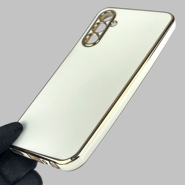 Чохол для Samsung Galaxy A24 (SM-A245F) із золотою окантовкою із захистом камери на самсунг а24 білий 0008276 фото