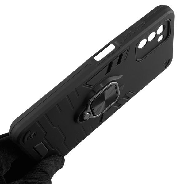Чехол для телефона Nokia G21 (TA-1418) бронированный с магнитным кольцом-держателем на нокиа г21 чёрный 0025659 фото