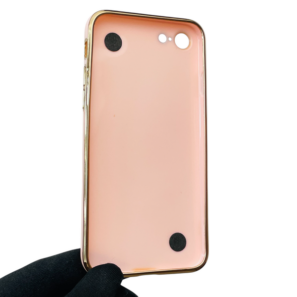 Чохол для телефона Apple iPhone 8 жіночій із ремінцем з прикрасами та золотою окантовкою на айфон 8 пудровий gs1 0016310 фото