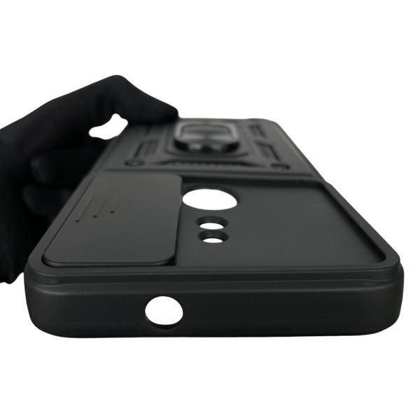 Чохол для Nokia C21 TA-1352 броньований з кільцем зі шторкою на камеру на нокіа с21 чорний 0001772 фото