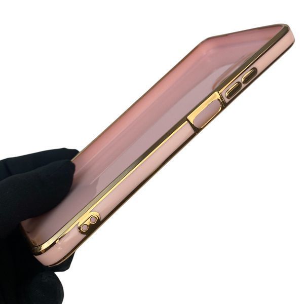Чохол для OPPO A17 глянцевий із захистом камери із золотою окантовкою на оппо а17 пудровий gs1 0019553 фото