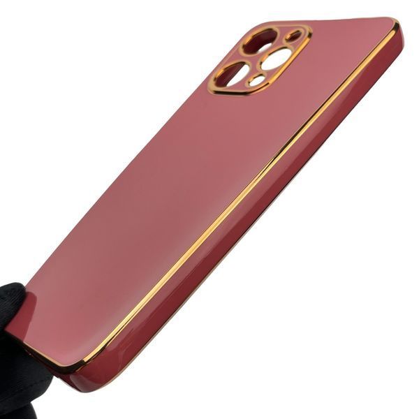 Чехол для Xiaomi Poco M6 Pro 5G глянцевый с золотой окантовкой с защитой камеры сяоми поко м6 про 5г красный 0000200 фото