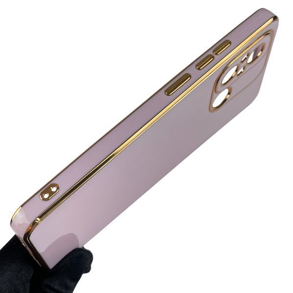 Чехол для Xiaomi Poco C55 глянцевый с золотой окантовкой с защитой камеры на сяоми поко с55 сиреневый 0000100 фото