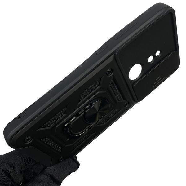 Чохол для Nokia C21 TA-1352 броньований з кільцем зі шторкою на камеру на нокіа с21 чорний 0001772 фото