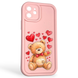 Чохол силіконовий оригінальний Soft Touch з 3D принтом милий ведмедик для Apple iPhone 12 рожевий (Повний захист камери) 0043198 фото 1