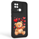 Чехол силиконовый оригинальный Soft Touch с 3D принтом милый мишка для Xiaomi Redmi 10C черный (Полная защита камеры) 0043640 фото 1