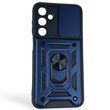 Чехол противоударный для Samsung Galaxy M35 5G (M356B) с магнитной пластиной со шторкой на камере синий