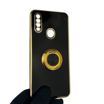 Чехол для Oppo A31 с кольцом-подставкой с золотой окантовкой на оппо а31 черный gs1 0020437 фото