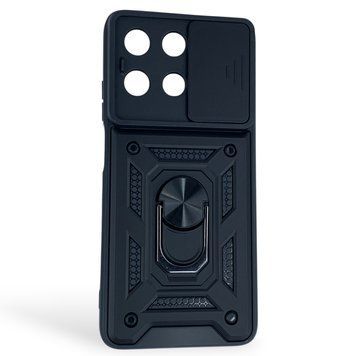 Чохол протиударний для Motorola Moto G56 5G з магнітною пластиною зі шторкою на камері чорний 0050616 фото