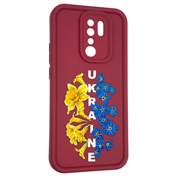 Чехол силиконовый Soft Touch с 3D принтом для Xiaomi Redmi 9 бордовый (Полная защита камеры) 0042226 фото