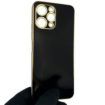 Чехол для Xiaomi Redmi 12 4G с защитой камеры с золотой окантовкой на сяоми редми 12 черный gs1 0019911 фото