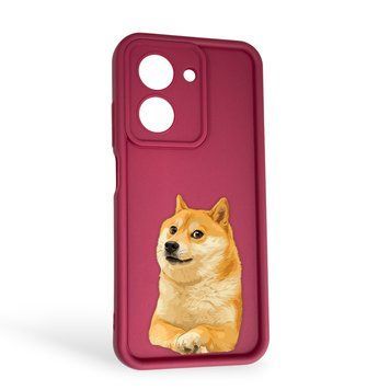 Чехол силиконовый оригинальный Soft Touch с 3D принтом мема сибу для Xiaomi Redmi A5 EU бордовый (Полная защита камеры) 0047855 фото