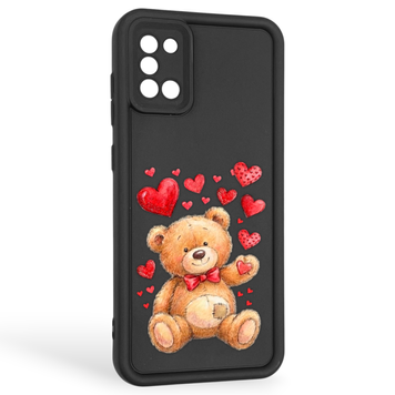 Чехол силиконовый оригинальный Soft Touch с 3D принтом милый мишка для Samsung Galaxy A31 (SM-A315F) черный (Полная защита камеры) 0043475 фото