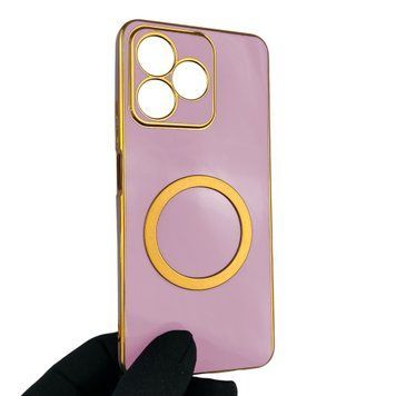 Чехол для Realme C51 с кольцом MagSafe с золотой окантовкой на реалми с51 черничный gs1 0022808 фото