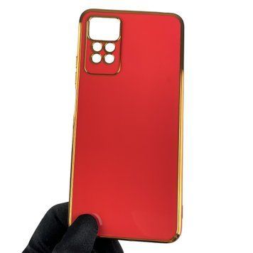 Чохол для Xiaomi Redmi Note 12 Pro 4G глянсовий із золотою окантовкою із захистом камери на сяомі редмі нот 12 про 4г червоний 0000051 фото