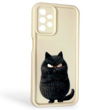 Чохол силіконовий Soft Touch з 3D принтом злого кота для Samsung Galaxy A13 4G (SM-A135F) молочний (Повний захист камери) 0046977 фото