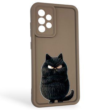 Чохол силіконовий оригінальний Soft Touch з 3D принтом злого кота для Samsung Galaxy A52 4G (SM-A525) коричневий (Повний захист камери) 0046519 фото