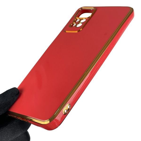 Чехол для Xiaomi Redmi Note 12 Pro 4G с золотой окантовкой защитой камеры на сяоми редми нот 12 про 4г красный 0000051 фото
