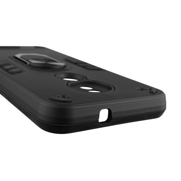 Чехол для телефона Nokia C21 (TA-1352) бронированный с магнитным кольцом-держателем на нокиа с21 чёрный 0025652 фото
