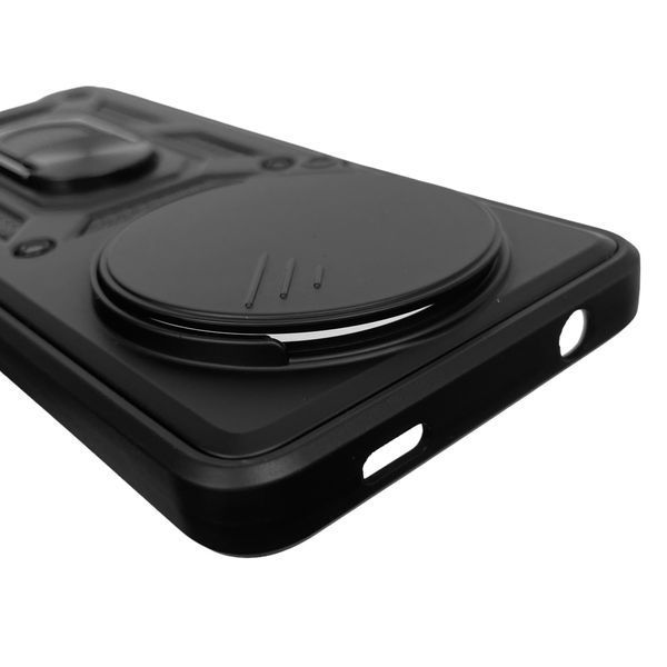 Чехол для Xiaomi Redmi A3 бронированный с кольцом со шторкой на камеру на сяоми редми а3 чёрный 0002226 фото