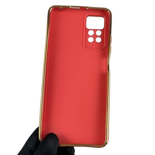 Чехол для Xiaomi Redmi Note 12 Pro 4G с золотой окантовкой защитой камеры на сяоми редми нот 12 про 4г красный 0000051 фото