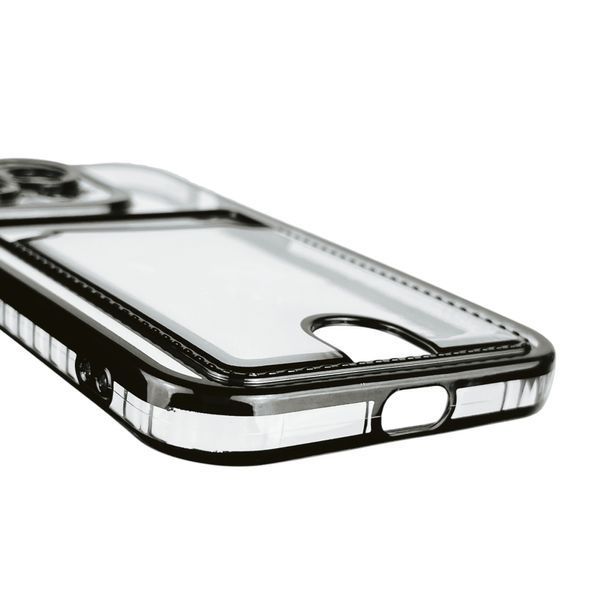 Чехол для Apple iPhone 14 Pro с чёрной окантовкой с карманом для карт на айфон 14 про чёрный 0013013 фото