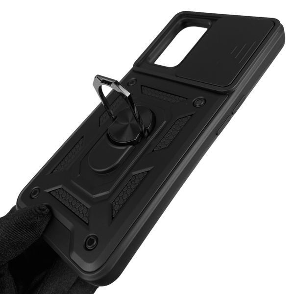 Чехол для OPPO A55 4G бронированный с кольцом со шторкой на камеру на оппо а55 чёрный rg1 0001626 фото