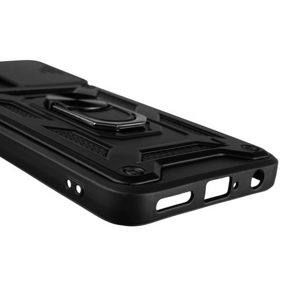 Чехол для Tecno Camon 19 Neo (CH6i) бронированный с кольцом-держаталем со шторкой на техно камон 19 нео черный rg1 0013481 фото