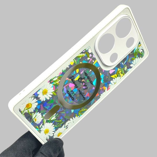 Чохол для Xiaomi Redmi Note 13 Pro 4G з 3д ефектом з магнітом магсейф блискучий на сяомі редмі нот 13 про 4г білий 0012035 фото