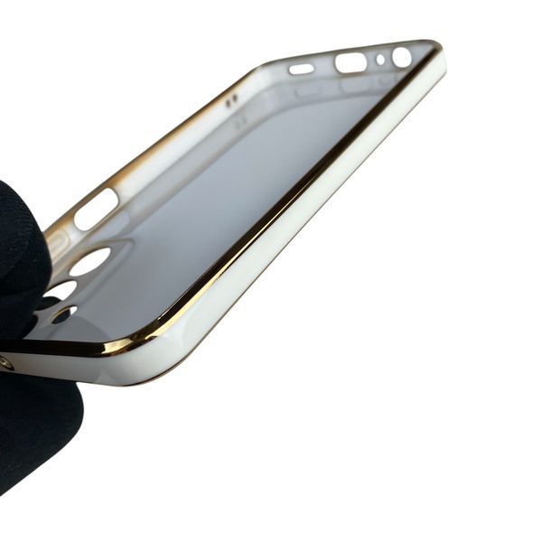 Чохол для Samsung Galaxy A15 (SM-A155M) з кільцем-підставкою із золотою окантовкою на самсунг а15 білий gs1 0020580 фото