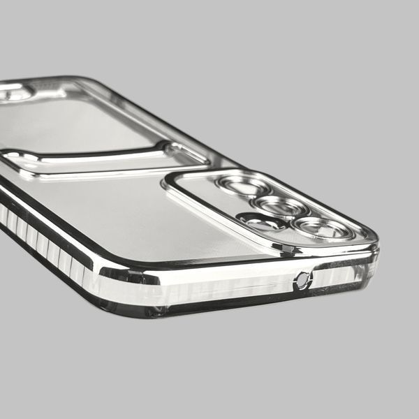 Чохол для Samsung Galaxy A25 5G (SM-A256B) зі срібною окантовкою з кишенькою для карток на самсунг а25 срібний 0013074 фото
