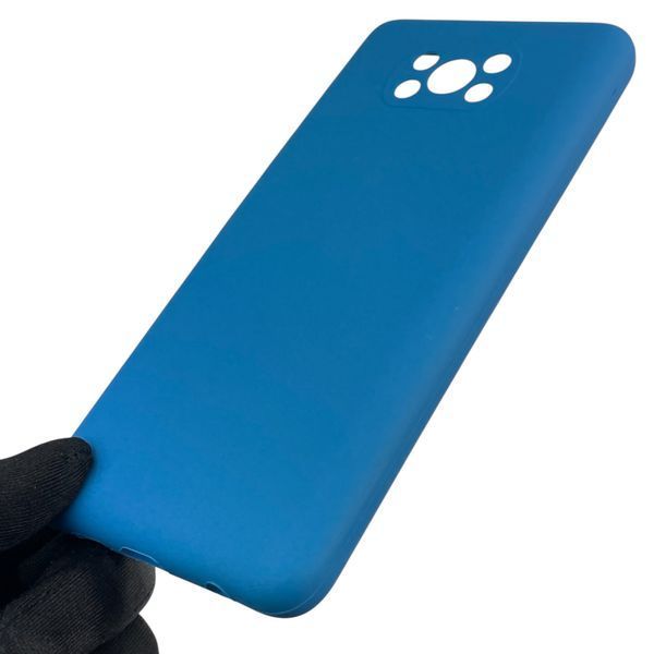 Чехол для Xiaomi Poco X3 NFC силиконовый с микрофиброй нескользящий на сяоми поко х3 нфс синий 0032519 фото