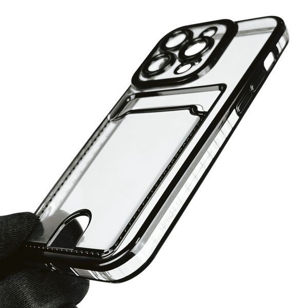 Чехол для Apple iPhone 14 Pro с чёрной окантовкой с карманом для карт на айфон 14 про чёрный 0013013 фото