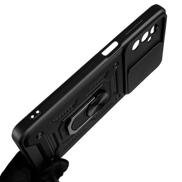 Чохол Samsung Galaxy M52 5G (SM-M526B) броньований з кільцем зі шторкою на камеру на самсунг м52 чорний 0008419 фото
