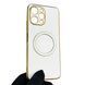 Чехол для Xiaomi Redmi 12 4G с кольцом MagSafe с золотой окантовкой на редми 12 белый gs1 0021661 фото 1