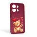 Чохол силіконовий Soft Touch з 3D принтом милий ведмедик для Xiaomi Redmi Note 13 4G бордовий (Повний захист камери) 0044864 фото 1