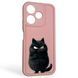 Чехол силиконовый оригинальный Soft Touch с 3D принтом злой котик для Xiaomi Poco M6 4G розовый (Полная защита камеры) 0046669 фото 1